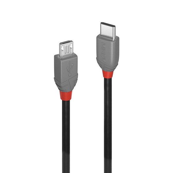 LINDY  36890 USB Kabel 0,5 m USB 2.0 USB C Micro-USB B Schwarz, Grau 