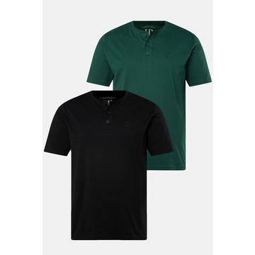 Maglie serafino in confezione doppia con scollo rotondo e abbottonatura, fino alla tg, 8XL