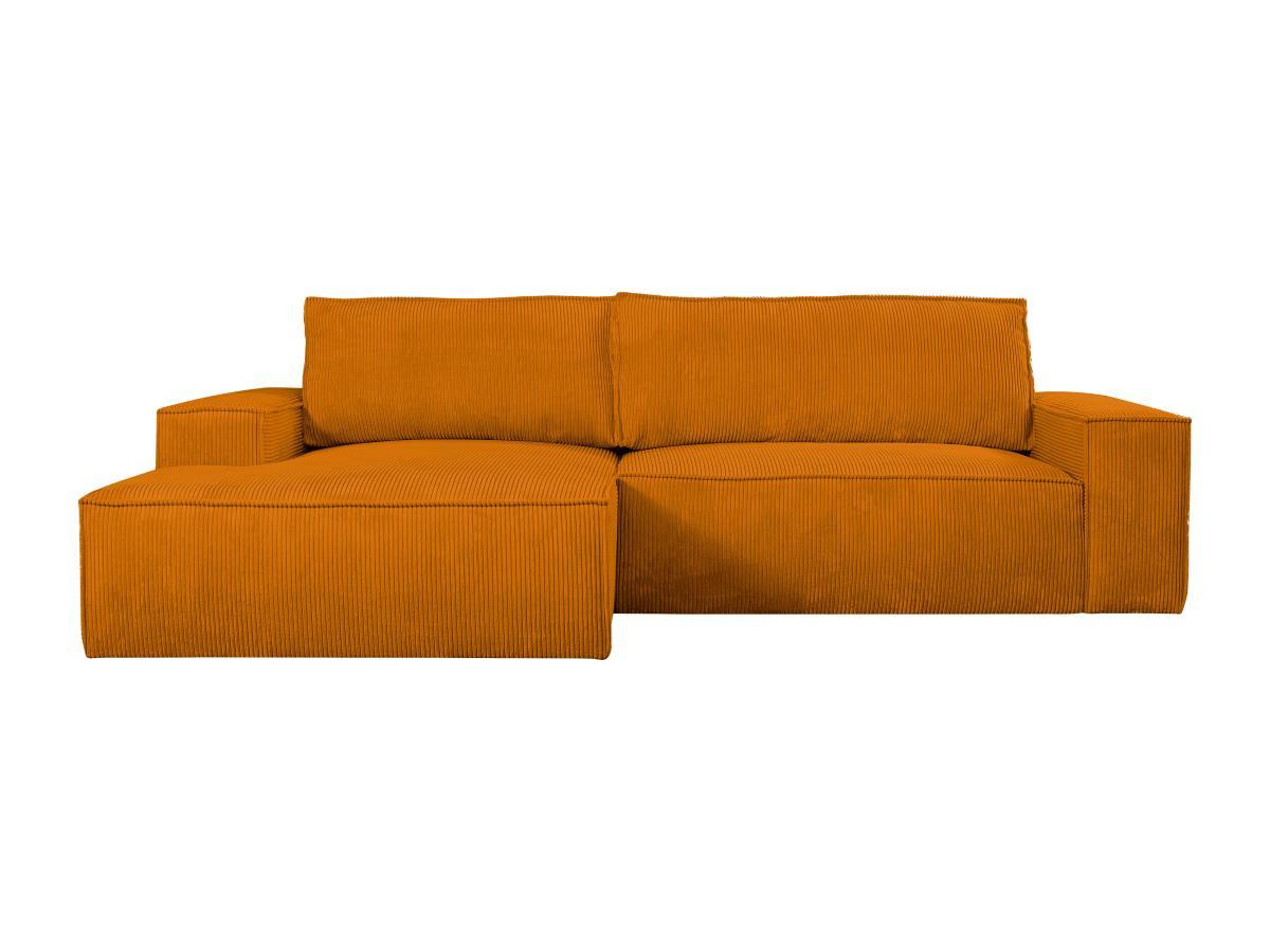 Vente-unique Ecksofa mit Schlaffunktion - Ecke links - Cord - Hellorange - AMELIA  