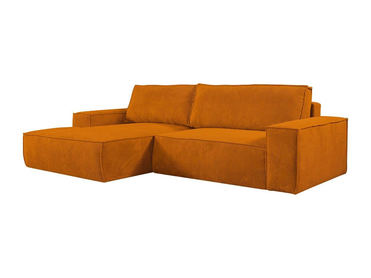 Vente-unique Ecksofa mit Schlaffunktion - Ecke links - Cord - Hellorange - AMELIA  