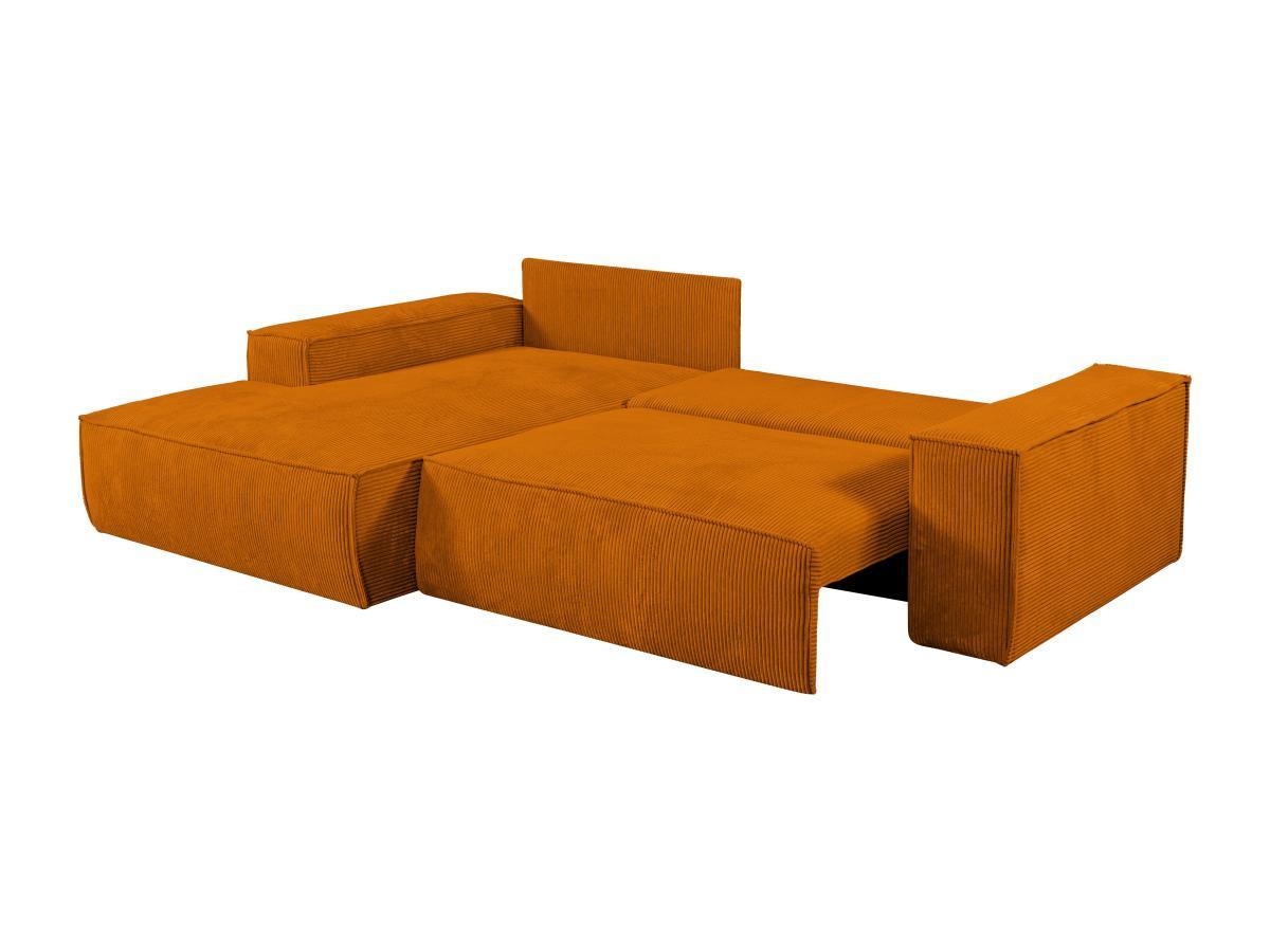 Vente-unique Ecksofa mit Schlaffunktion - Ecke links - Cord - Hellorange - AMELIA  