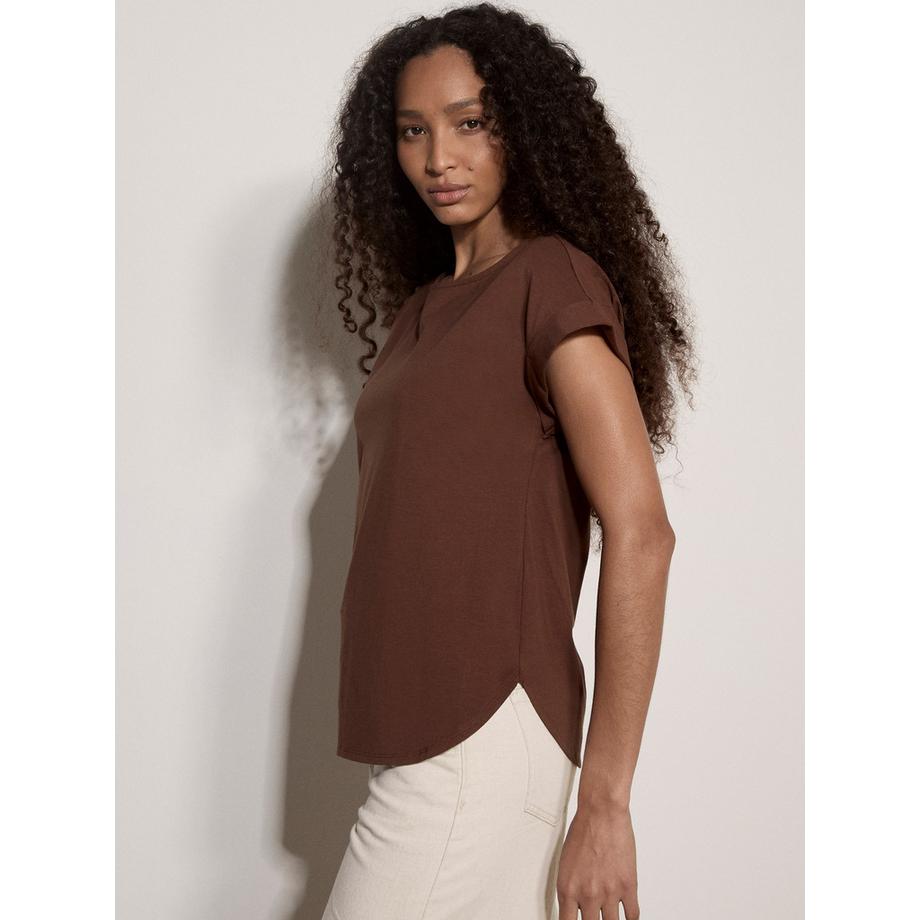 APRICOT Jersey T-Shirt mit hochgekrempelten Ärmeln  