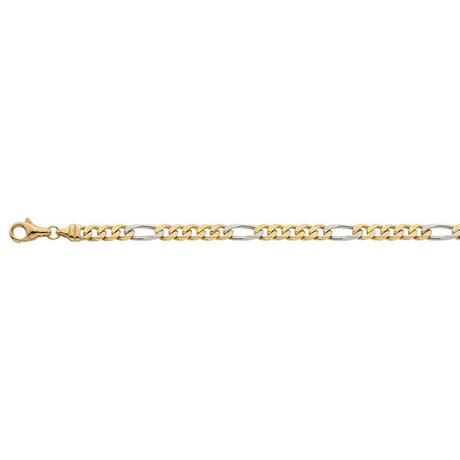 MUAU Schmuck  Bracelet figaro bicolore or jaune/or blanc 750, 4,4mm, 19cm 
