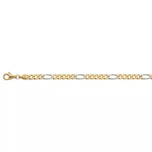 Bracelet figaro bicolore or jaune/or blanc 750, 4,4mm, 19cm