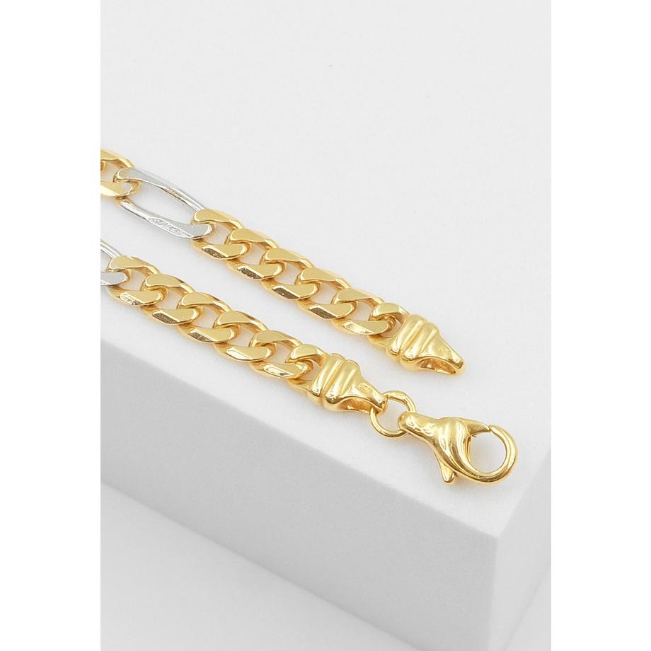 MUAU Schmuck  Bracelet Figaro Bicolor Gelbgold-/Weissgold 750, 4.4mm, 19cm 