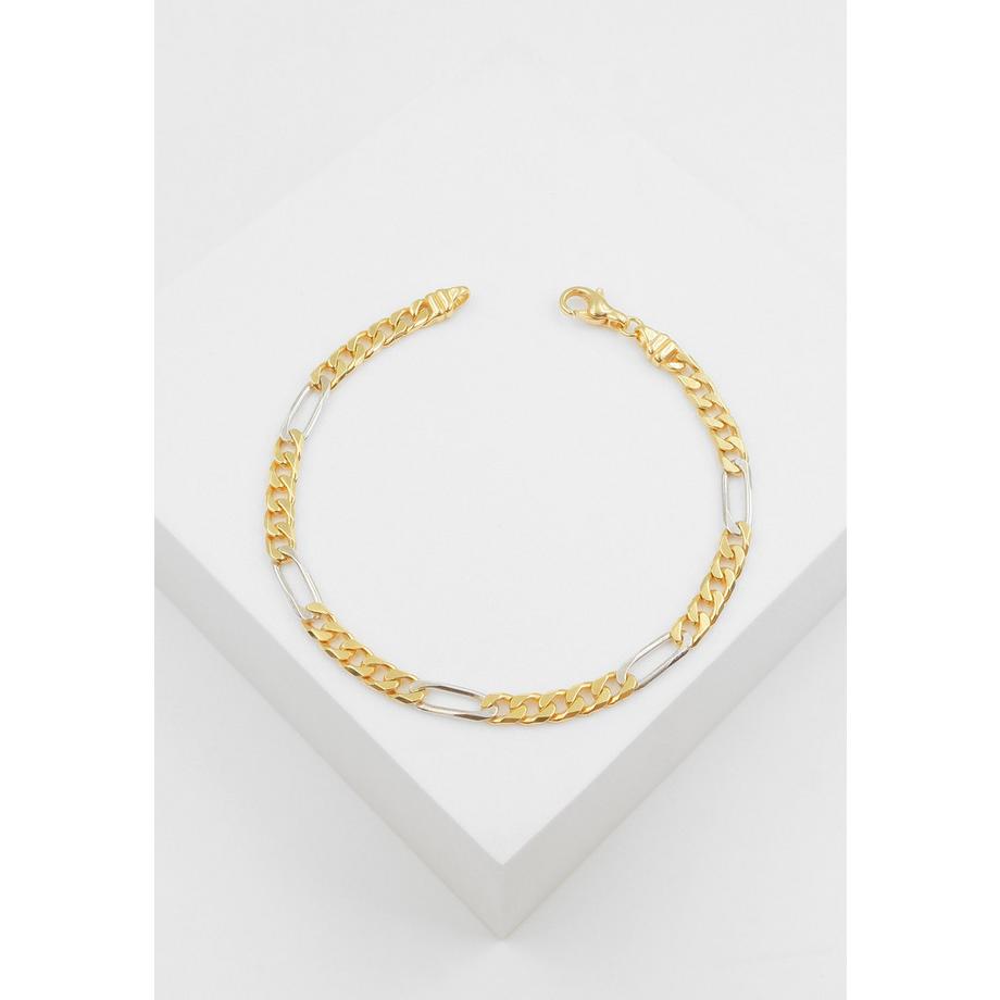 MUAU Schmuck  Bracelet Figaro Bicolor Gelbgold-/Weissgold 750, 4.4mm, 19cm 