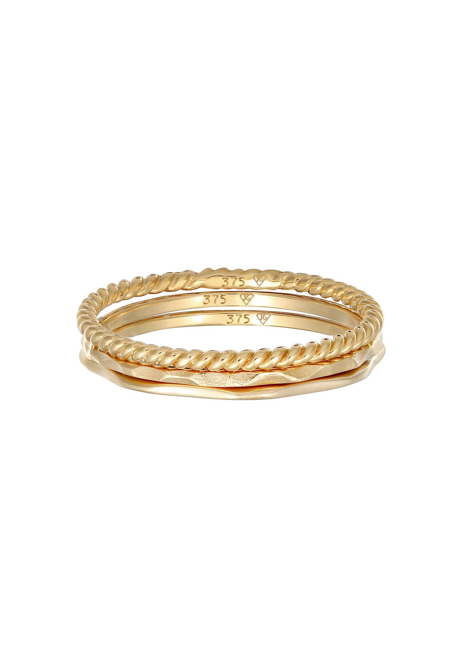 Elli  Ring Stapelringe Stacking Bandring 3Er Set 375 Gelbgold 