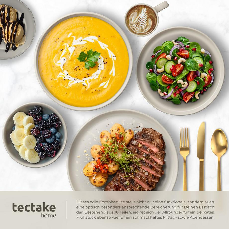 Tectake Set iniziale da cucina Una/Genova Set di stoviglie in gres, smaltate  