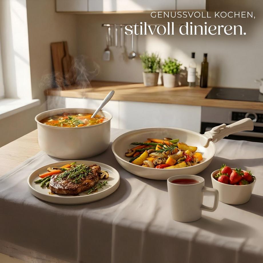 Tectake Set iniziale da cucina Una/Genova Set di stoviglie in gres, smaltate 46  