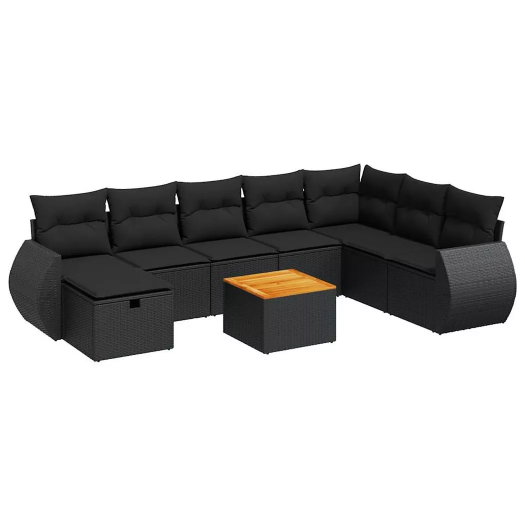 VidaXL - Gartensofa set poly-rattan, One Size, Schwarz