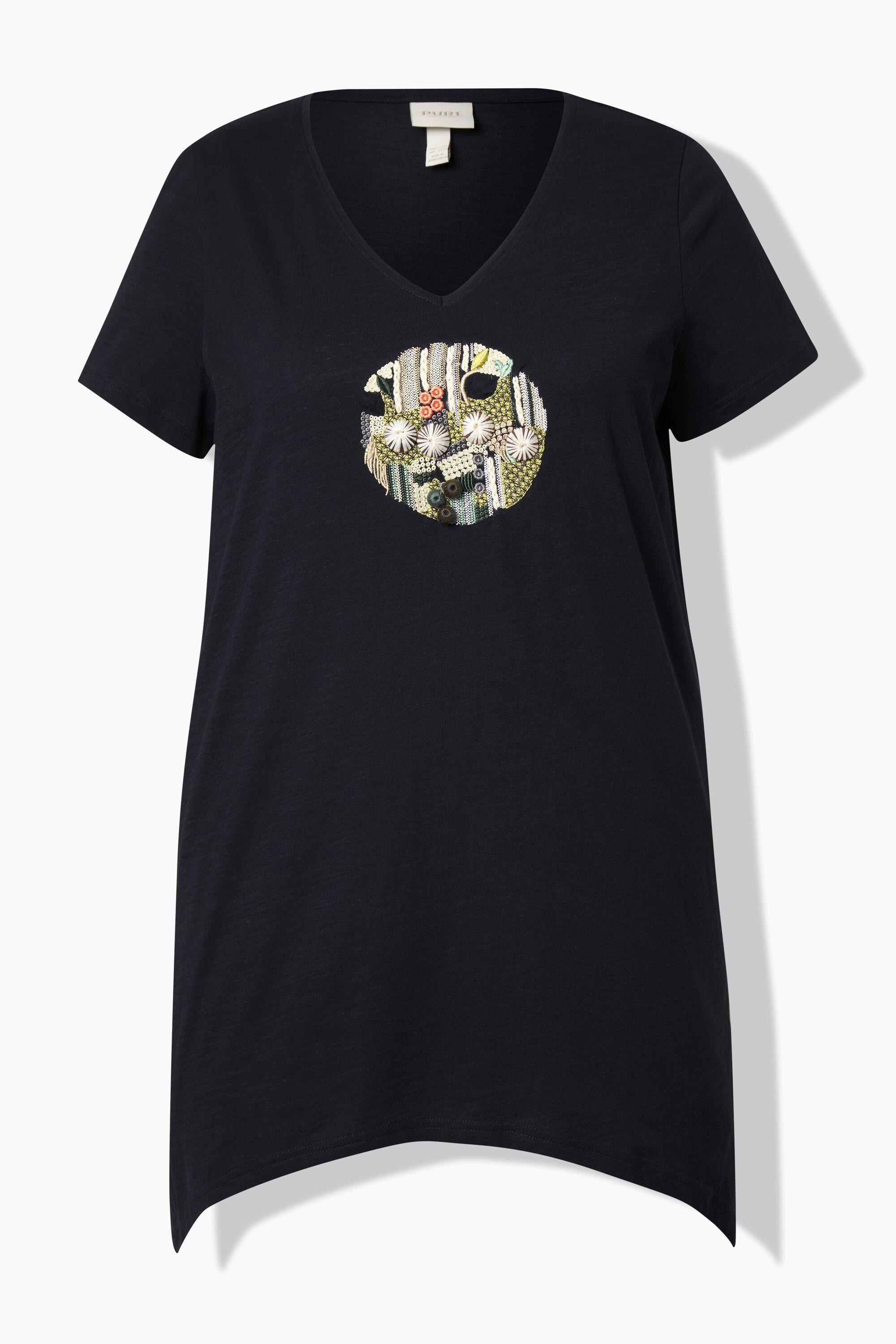 Ulla Popken T-shirt A-ligne encolure en V manches courtes  