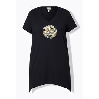 Ulla Popken T-shirt A-ligne encolure en V manches courtes  