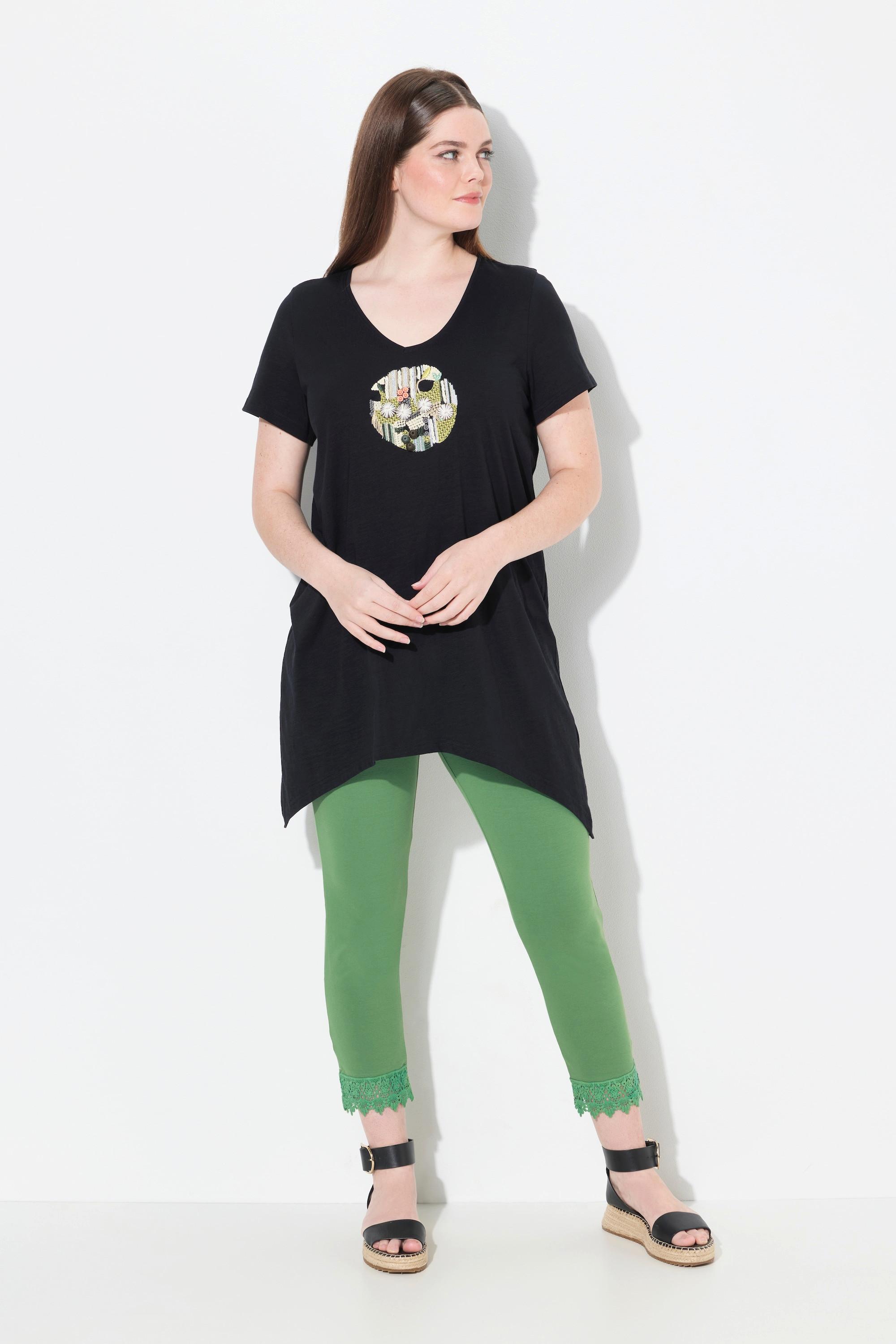 Ulla Popken T-shirt A-ligne encolure en V manches courtes  