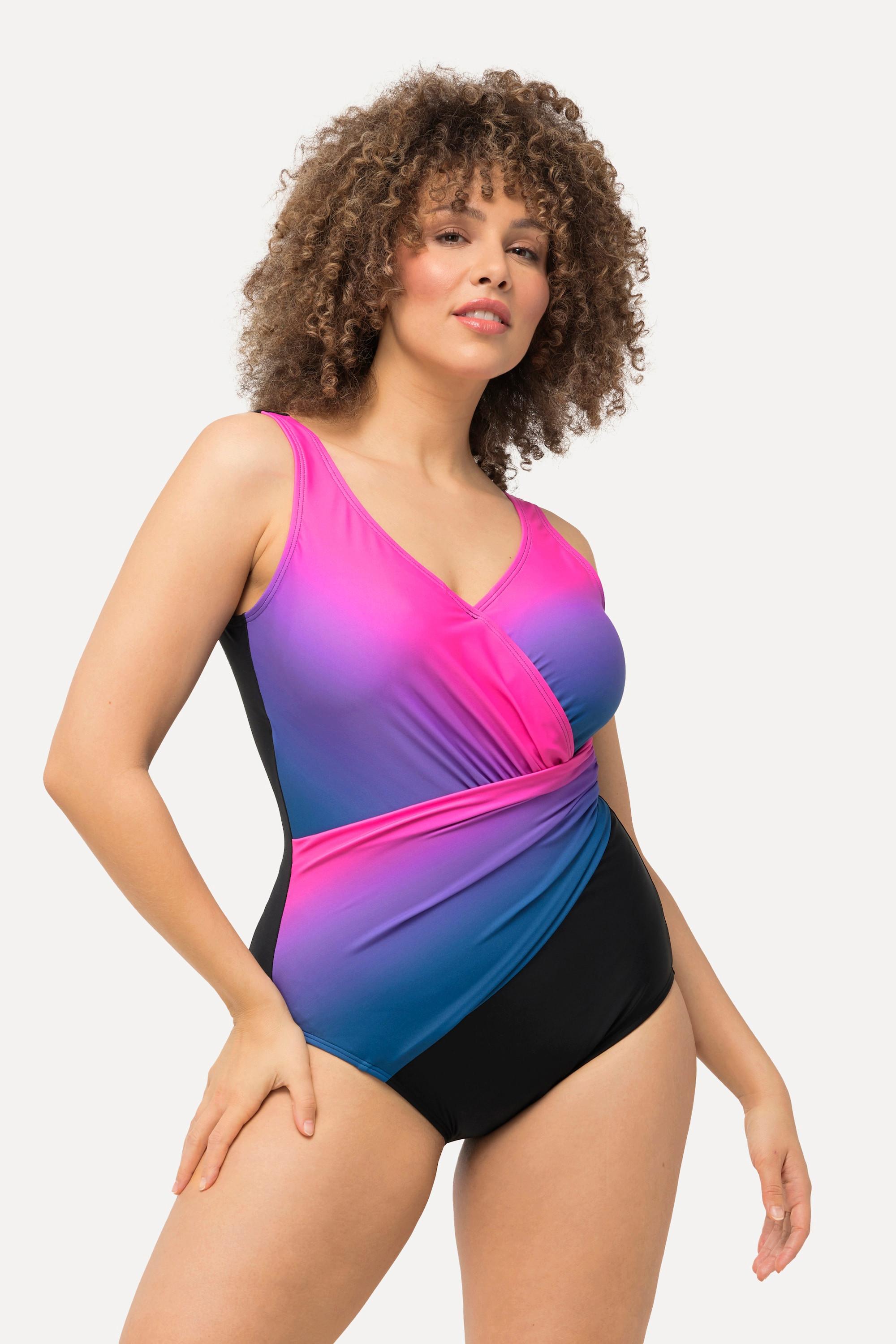 Ulla Popken  Maillot de bain à bonnets souples, dégradé de couleurs, matière recyclée 