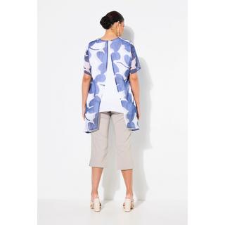 Ulla Popken Blouse en mousseline doublée Encolure ronde Manches courtes Coupe évasée  