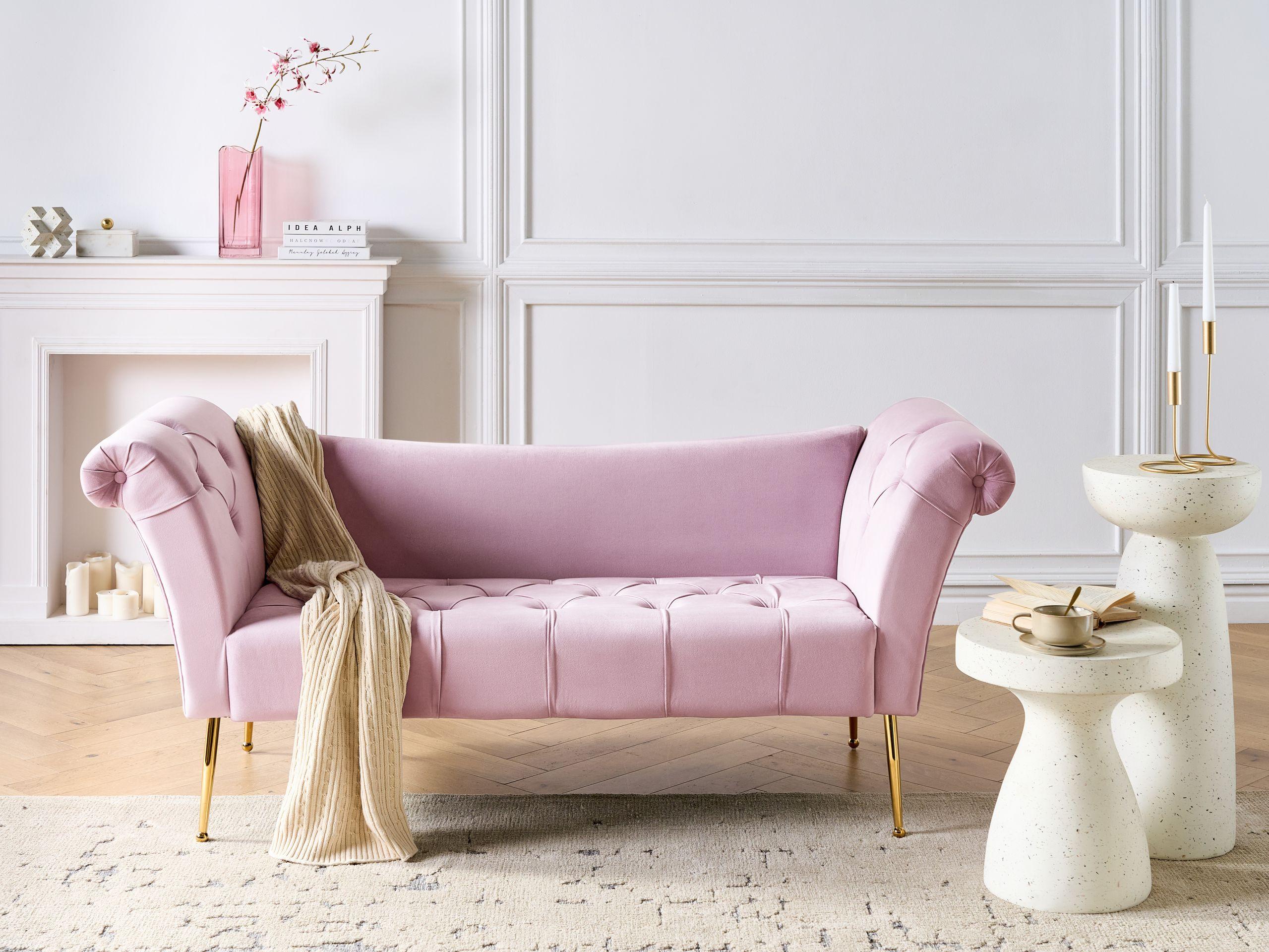 Beliani Chaise longue en Velours Rétro NANTILLY  