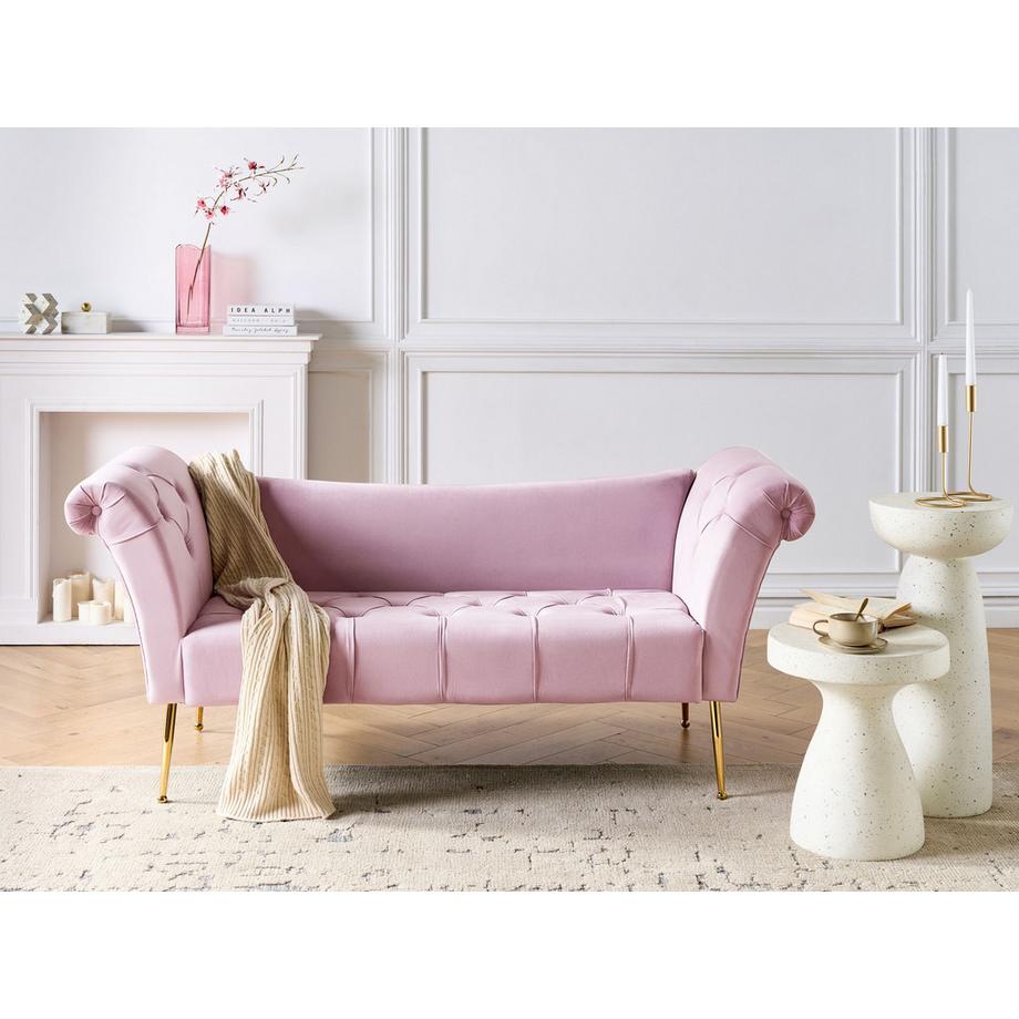 Beliani Chaiselongue aus Samtstoff Retro NANTILLY  