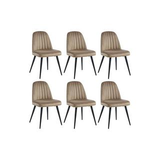 Vente-unique Lot de 6 chaises ELEANA Velours Métal  