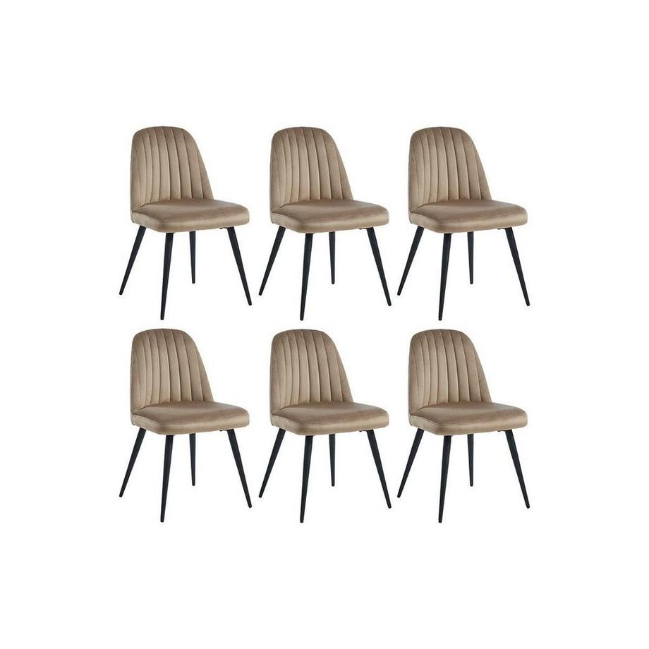 Lot de 6 chaises ELEANA Velours Métal