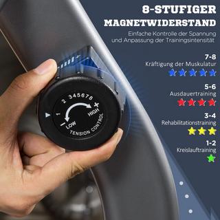 Northio  Vélo D'Appartement Ergomètre Couché Avec Écran Lcd, Résistance Magnétique Réglable Sur 8 Niveaux, Jusqu'À 110 Kg, Acier & Abs 