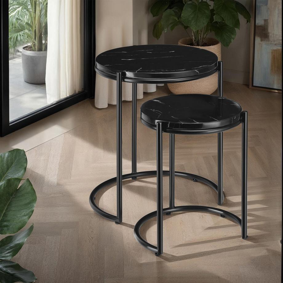 Tectake Table d'appoint ELSA plaques aspect marbre de haute qualité  