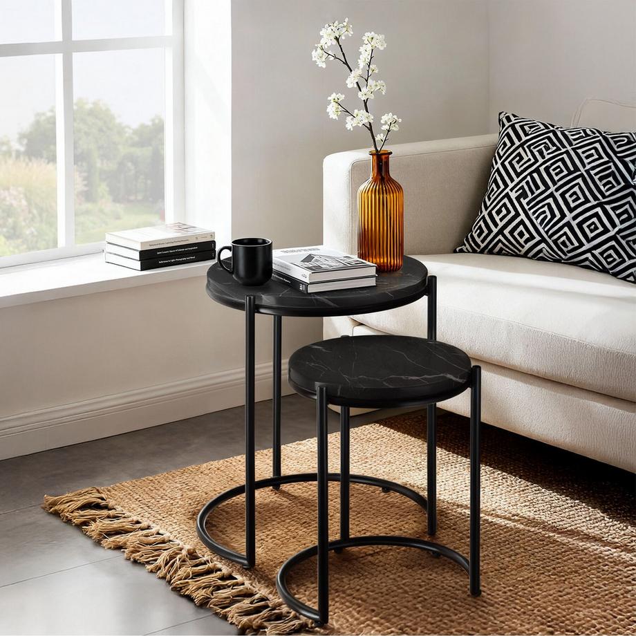 Tectake Table d'appoint ELSA plaques aspect marbre de haute qualité  