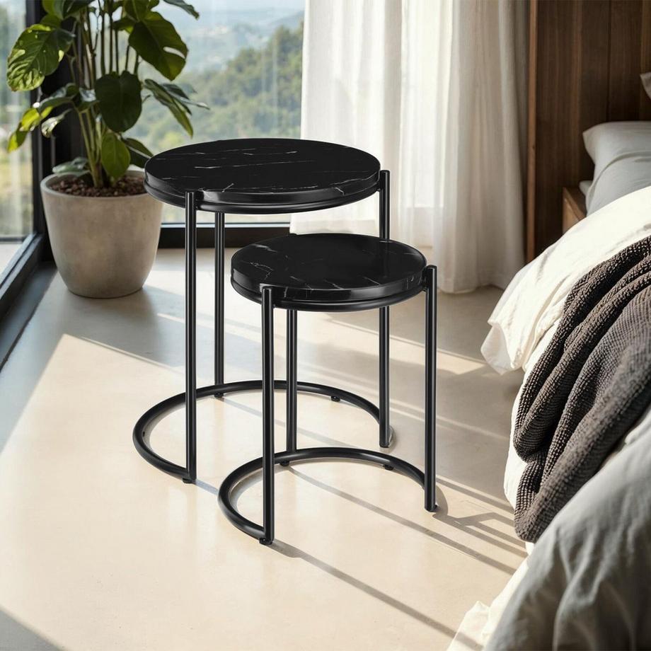 Tectake Table d'appoint ELSA plaques aspect marbre de haute qualité  