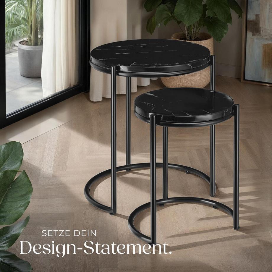 Tectake Table d'appoint ELSA plaques aspect marbre de haute qualité  