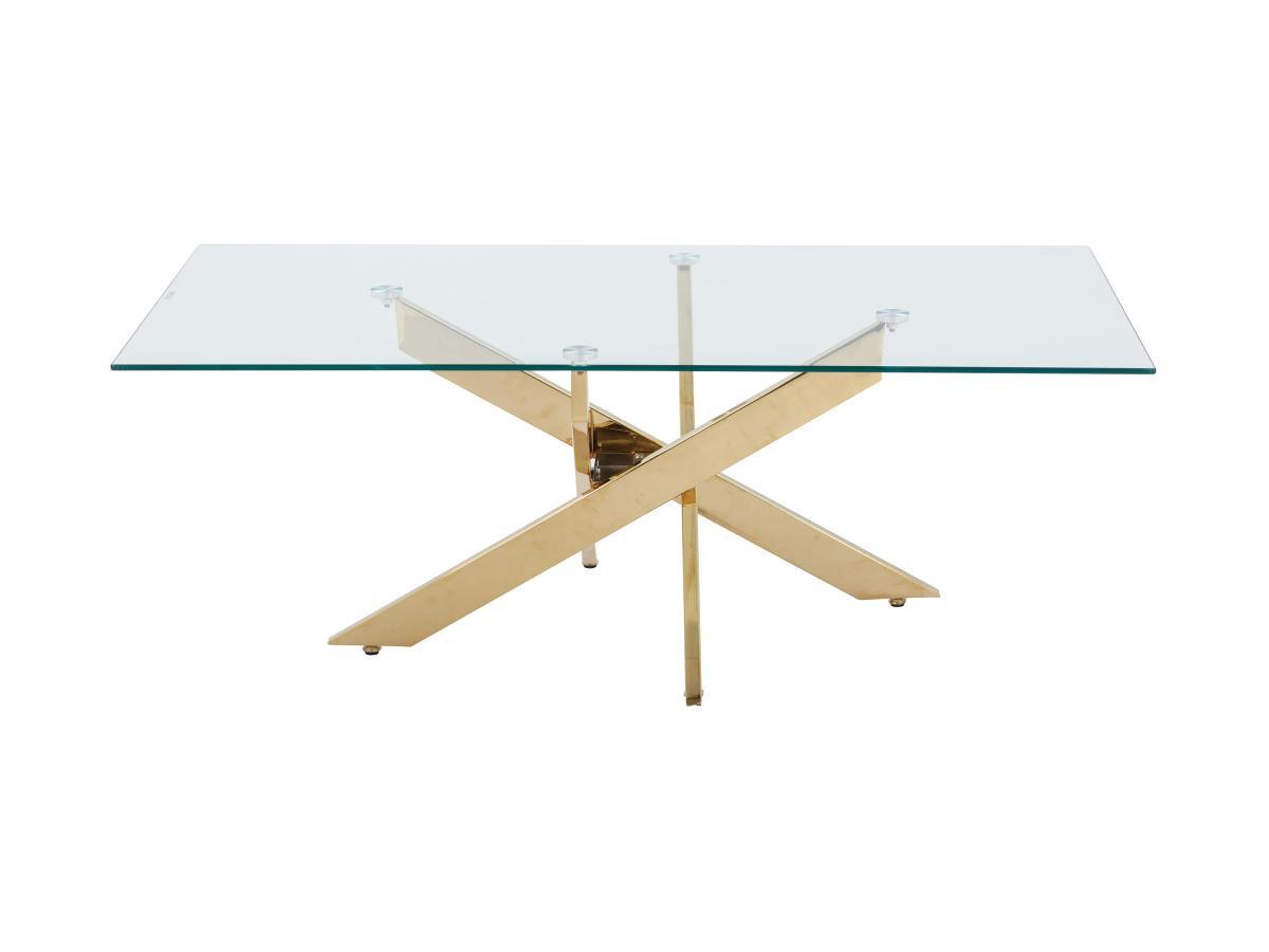 Vente-unique Table basse en verre trempé et métal doré - Transparent - COSIMA  