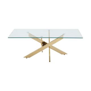 Vente-unique Table basse en verre trempé et métal doré - Transparent - COSIMA  