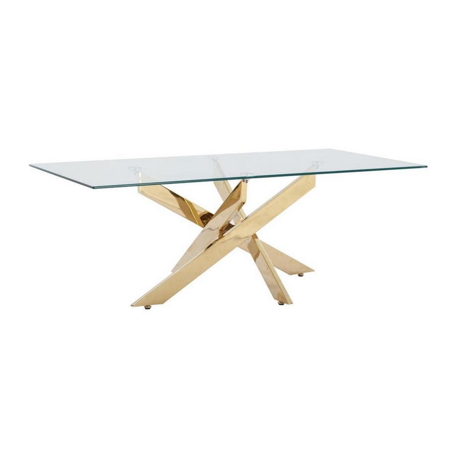 Vente-unique Tavolino in Vetro temperato e Metallo Dorato Trasparente  - COSIMA  