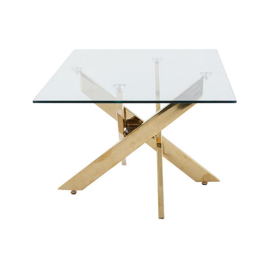 Vente-unique Tavolino in Vetro temperato e Metallo Dorato Trasparente  - COSIMA  