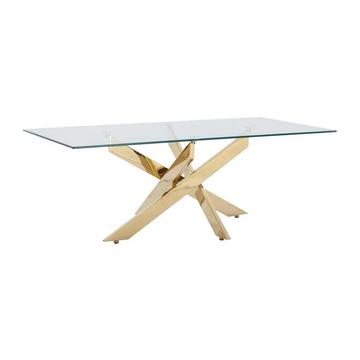 Couchtisch - Sicherheitsglas & Goldfarbenes Metall - Transparent - COSIMA