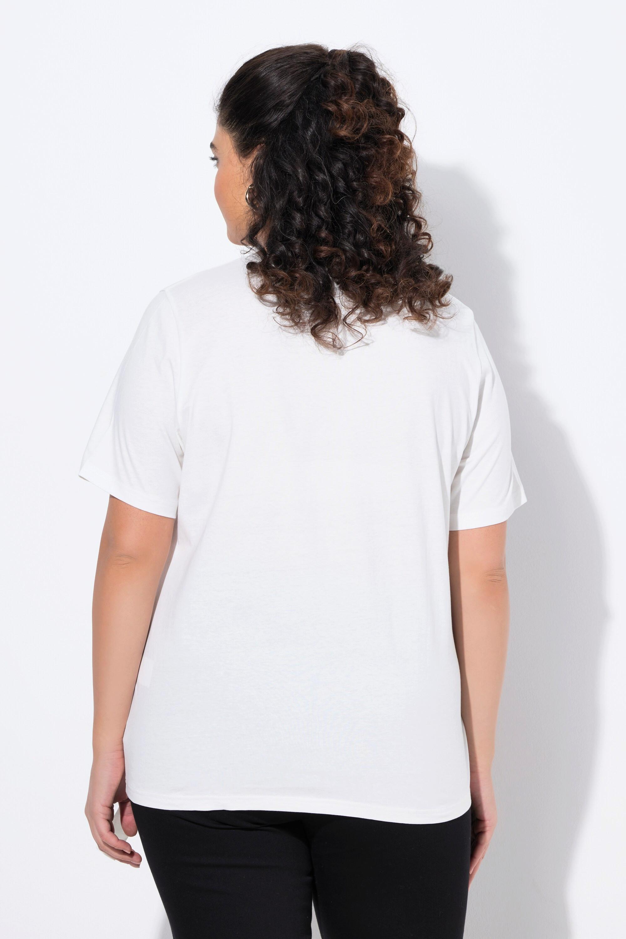 Ulla Popken Fenicottero Applicazioni Scollo Rotondo Mezze Maniche T-Shirt  