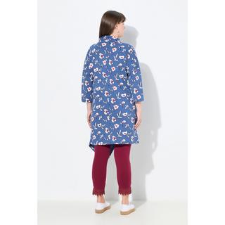 Ulla Popken Robe Jersey Fleurs Effet Cache-cœur Manches 3/4  