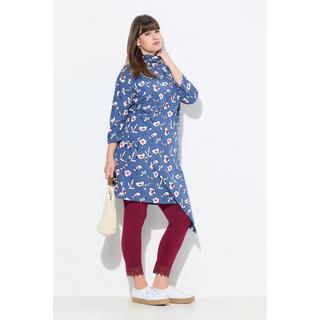 Ulla Popken Robe Jersey Fleurs Effet Cache-cœur Manches 3/4  