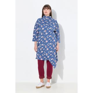 Ulla Popken Robe Jersey Fleurs Effet Cache-cœur Manches 3/4  