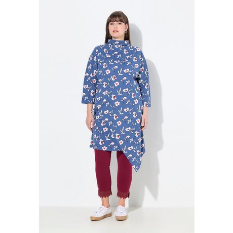 Ulla Popken Robe Jersey Fleurs Effet Cache-cœur Manches 3/4  