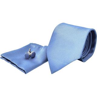 B2X  Accessoires de costumes | Cravate + Mouchoir + Boutons de Manchette - Bleu Clair 