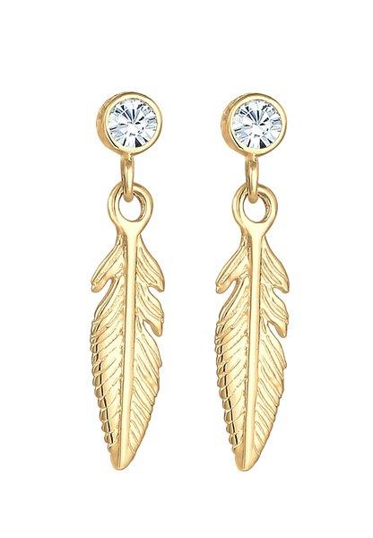 Elli  Ohrringe Feder Boho Mit Kristallen 