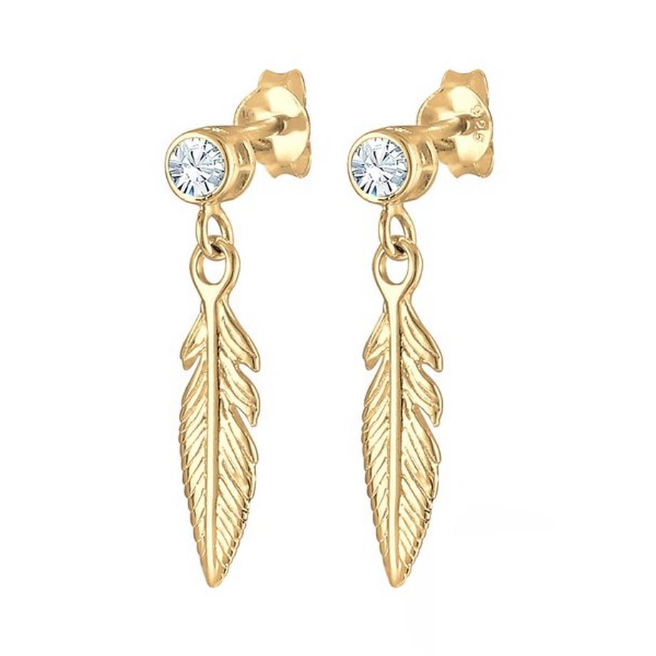Elli  Ohrringe Feder Boho Mit Kristallen 