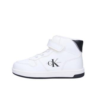 Calvin Klein  sneakers alte con lacci e strappi per bambini  white/black 