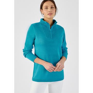 Pull col camionneur zippé maille jersey souple.