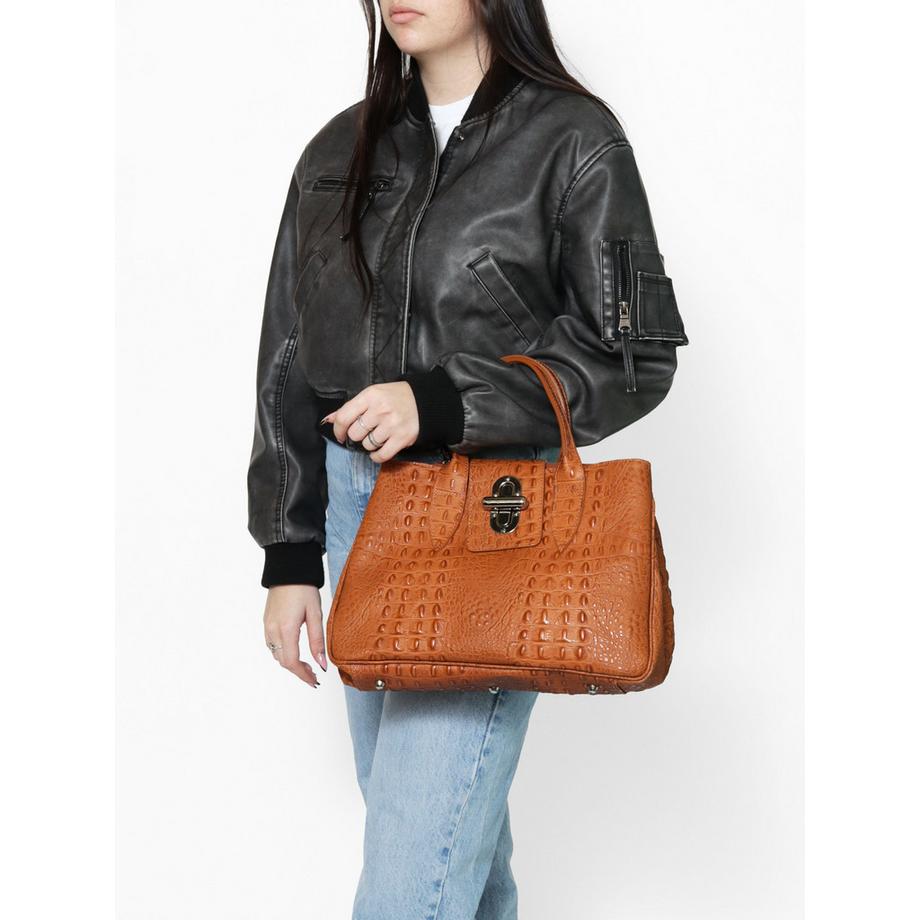 Gave Lux Borsa a mano Pelle Goffrata Coccodrillo  