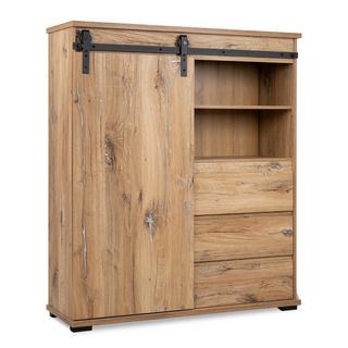 Calicosy Highboard mit 1 Schiebetür, 3 Schubladen und 2 Ablagen L120 cm - Manzano  