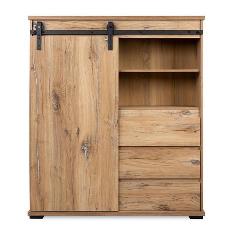 Calicosy Highboard mit 1 Schiebetür, 3 Schubladen und 2 Ablagen L120 cm - Manzano  