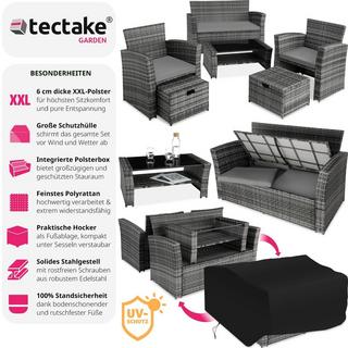 Tectake Salon de jardin Modena 3+2+1 avec housse de protection  