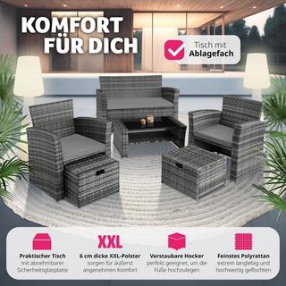 Tectake Salottino in rattan Modena 3 + 2 + 1, Involucro protettivo incluso  