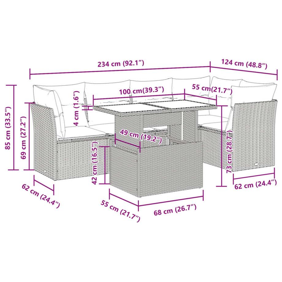 VidaXL Ensemble de canapés de jardin rotin synthétique  