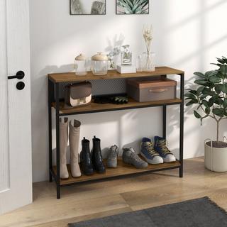 Northio Table Console Avec 2 Étagères, Console D'Entrée Avec Protection Anti-Basculement, Étagère À Chaussures, Métal, Marron, 100X29,5X90 Cm  